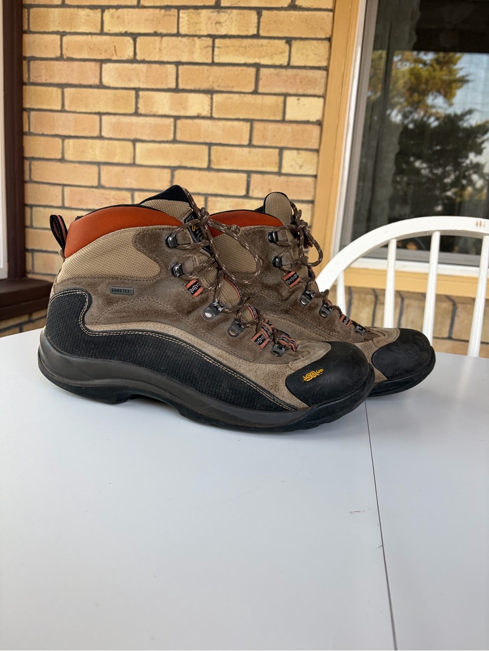 Asolo FSN95 GTX Mens 10 Gore-tex Trail Hiking Boots Brown Black Orange